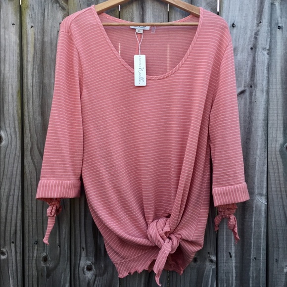 Simply Noelle Sweaters - NEW Simply Noelle Sweater Tied Ruffle 3/4 Sleeves